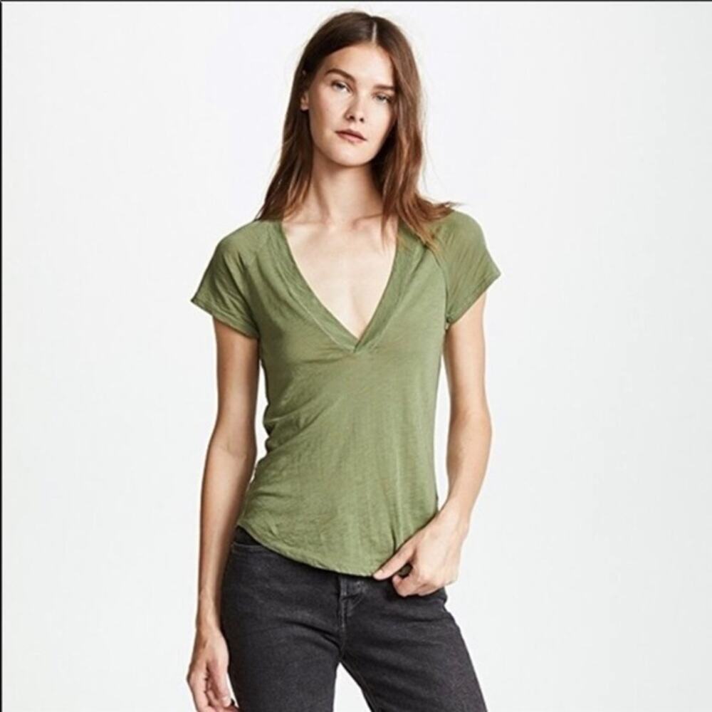 Free People Olive Green Short Sleeve Tee